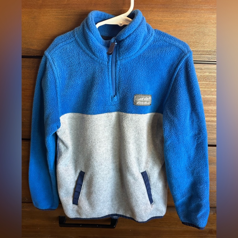 Eddie Bauer Boys Zip-Up Sweater in Blue and Gray